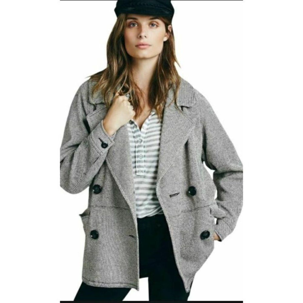 Free People Womens Oversized Car Coat Peacoat XS